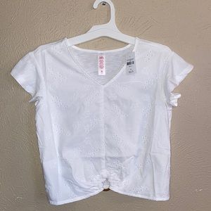 Justice white eyelet top with ring detail 10 NWT